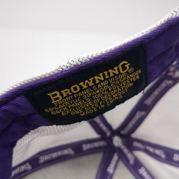 Browning Logo Strapback Mesh Back Trucker Hat Gray One Size Embroidered - Picture 9 of 9